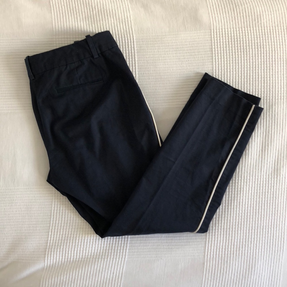 Cafe Capri in navy blue tuxedo stripe